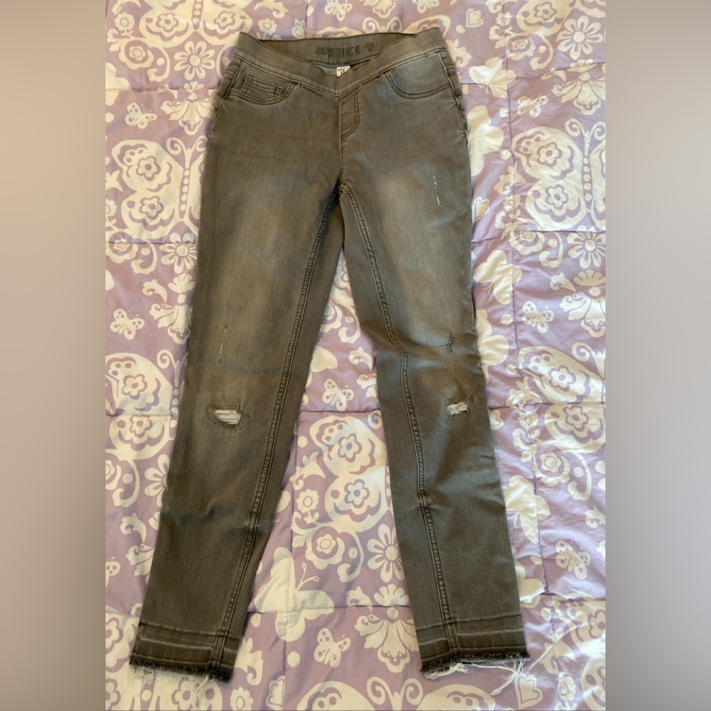 Justice Girls Jeggings Size 12 soft & stretch Pull On Destroyed Details